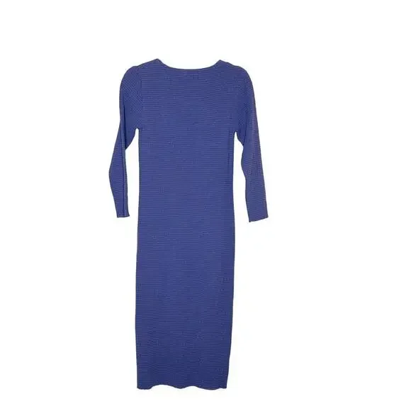 Nation Smocked Long Sleeve Bodycon Midi Dress Women's Blue Size Small